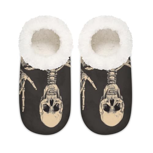 Lustige Totenkopf-Hausschuhe für Damen und Herren, Totenkopf-Skelett, Memory-Schaum, Hausschuhe, Socken, multi, 37.5/38.5 EU Weit von Mexpekil