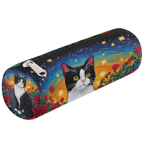 Mexpekil Ästhetisches Federmäppchen mit niedlichem Katzen-Rosen-Design für Mädchen und Jungen, Schreibwaren-Tasche, Organizer, kleine Schulbedarf-Tasche für Studenten, Büro Mexpekil Ästhetisches Federmäppchen mit niedlichem Katzen-Rosen-Design für Mädchen und Jungen, Schreibwaren-Tasche, Organizer, kleine Schulbedarf-Tasche für Studenten, Büro von Mexpekil