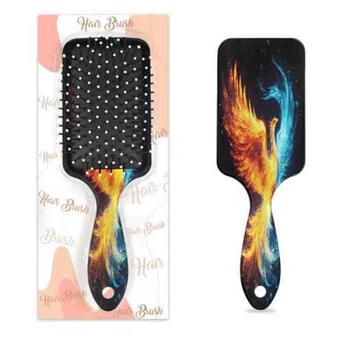 Mexpekil Abstrakte Feuer-Wasser-Phönix-Entwirrungspaddel-Haarbürste, nasses, trockenes Haar, Massage-Luftkissen-Kamm für Mädchen, Damen, Herren von Mexpekil