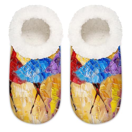 Mexpekil Art abstrakte Ballerinas für Damen, flauschige Hausschuhe, rutschfeste Schuhe für Damen, Herren, Art Abstrakte Ballerinas, Large von Mexpekil