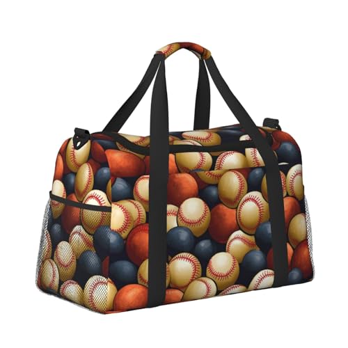 Mexpekil Baseballball-Reisetasche, Handgepäck, wasserdicht, Sport, Fitnessstudio, Tanz, große Wochenendtasche, Übernachtungstasche, faltbare Reisetasche für Damen und Herren, Baseballball, von Mexpekil