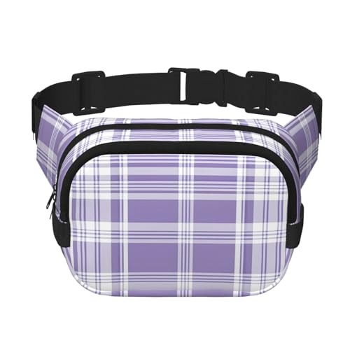 Mexpekil Bauchtasche, geometrisch, lila, lavendel, weiß, kariert, Bauchtasche, für Damen und Herren, wasserdicht, modisch, mit verstellbarem Riemen, Crossbody-Gürteltasche zum Laufen, Wandern, von Mexpekil