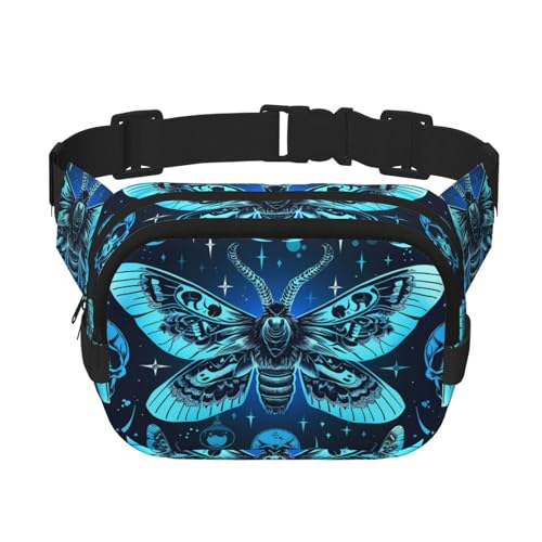 Mexpekil Bauchtasche Mystical Gothic Totenkopf Schmetterling Bauchtasche Damen Herren Wasserdicht Mode Hüfttaschen mit verstellbarem Gurt Crossbody Gürteltasche zum Laufen Wandern, mehrfarbig, von Mexpekil