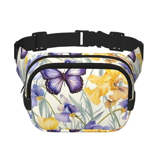 Mexpekil Bauchtasche für Damen und Herren, wasserdicht, modisch, mit verstellbarem Riemen, zum Laufen, Wandern, Violett / Gelb, mehrfarbig, Einheitsgröße von Mexpekil