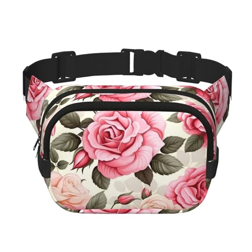Mexpekil Bauchtasche mit Rosen-Blumenmuster, für Damen und Herren, wasserdicht, modisch, mit verstellbarem Riemen, Crossbody-Gürteltasche zum Laufen, Wandern, mehrfarbig, Einheitsgröße von Mexpekil