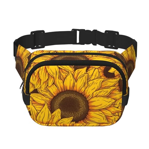 Mexpekil Bauchtasche mit Sonnenblumen-Blumen, für Damen und Herren, wasserdicht, modisch, mit verstellbarem Riemen, Crossbody-Gürteltasche zum Laufen, Wandern, mehrfarbig, Einheitsgröße von Mexpekil