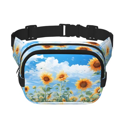 Mexpekil Bauchtasche mit Sonnenblumen-Motiv, für Damen und Herren, wasserdicht, modisch, mit verstellbarem Riemen, Crossbody-Gürteltasche zum Laufen, Wandern, mehrfarbig, Einheitsgröße von Mexpekil