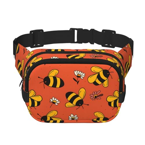 Mexpekil Bauchtasche mit Tier-Bienenmuster, für Damen und Herren, wasserdicht, modische Hüfttasche mit verstellbarem Riemen, Crossbody-Gürteltasche zum Laufen, Wandern, mehrfarbig, Einheitsgröße von Mexpekil