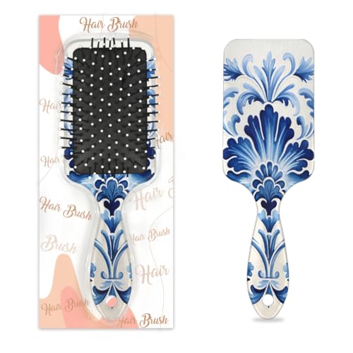 Mexpekil Blaue Paisleymuster, zum Entwirren, Haarbürste, nasses, trockenes Haar, Massage, Luftkissen, Kamm, für Mädchen, Damen, Herren von Mexpekil