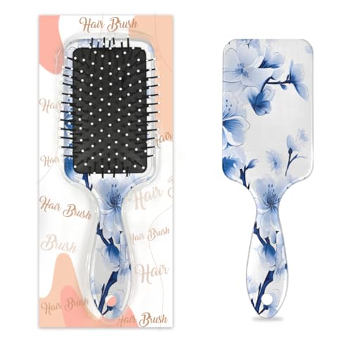 Mexpekil Blaue japanische Kirschblüten-Haarbürste, zum Entwirren von nassen und trockenen Haaren, Massage-Luftkissen-Kamm für Mädchen, Damen, Herren von Mexpekil