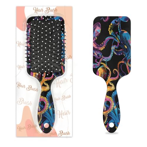 Mexpekil Bunte Haarbürste mit Meerestier-Oktopus, zum Entwirren von nassen und trockenen Haaren, Massage-Luftkissen-Kamm für Mädchen, Damen, Herren von Mexpekil