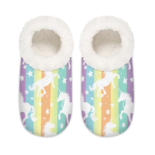 Mexpekil Bunte Hausschuhe für Damen und Herren, Regenbogen-Tiere, Memory-Schaum, rutschfeste Hausschuh-Socken, multi, 6/6.5 UK Wide von Mexpekil