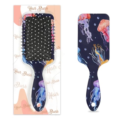 Mexpekil Bunte Meerestier-Quallen-Entwirrungspaddel-Haarbürste, nasses, trockenes Haar, Massage-Luftkissen-Kamm für Mädchen, Damen, Herren von Mexpekil
