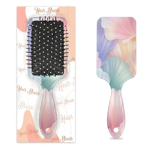 Mexpekil Bunte Ozeanmuschel-Haarbürste, zum Entwirren, für nasse und trockene Haare, Massage, Luftkissen, Kamm für Mädchen, Damen, Herren von Mexpekil