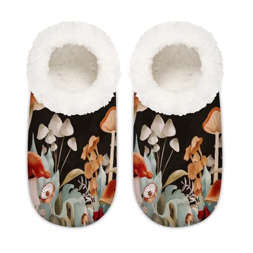 Mexpekil Bunte Pantoffeln für Damen, mit Pflanzenblättern, flauschige Hausschuhe, rutschfeste Schuhe für Damen, Herren, Bunte Pflanzenblätter, Large von Mexpekil