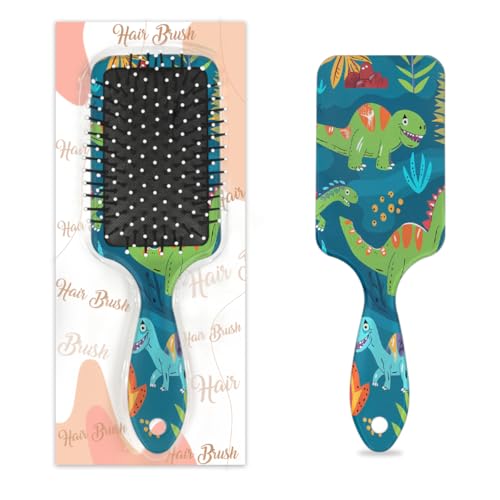 Mexpekil Bunte Tier-Dinosaurier-Haarbürste, zum Entwirren, für nasse und trockene Haare, Massage-Luftkissen-Kamm für Mädchen, Damen, Herren von Mexpekil