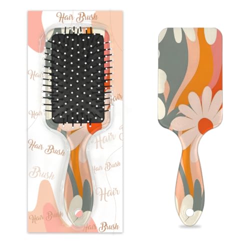 Mexpekil Buntes Gänseblümchen-Blumen-Entwirrungspaddel-Haarbürste, nasses, trockenes Haar, Massage, Luftkissen-Kamm für Mädchen, Damen, Herren von Mexpekil