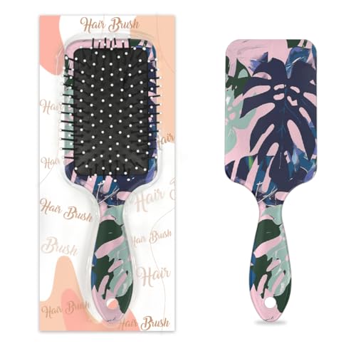 Mexpekil Camo Tropische Palmenblätter, Entwirrungspaddel-Haarbürste, nasses, trockenes Haar, Massage-Luftkissen-Kamm für Mädchen, Damen, Herren von Mexpekil