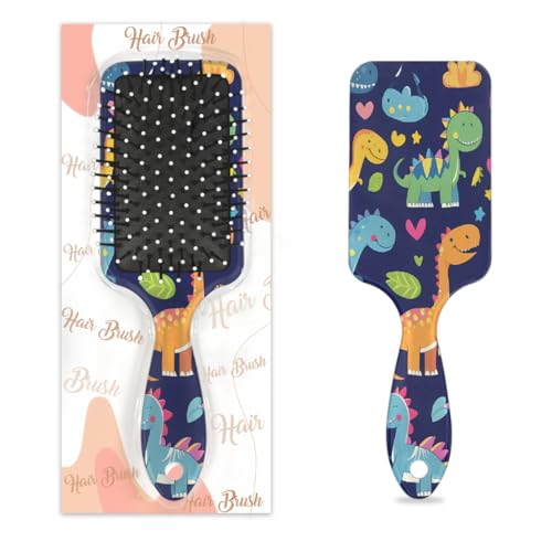 Mexpekil Cartoon-Haarbürste, Dinosaurier-Design, zum Entwirren, für nasse und trockene Haare, Massage-Luftkissen-Kamm für Mädchen, Damen, Herren von Mexpekil