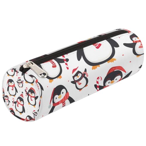 Mexpekil Cartoon Weihnachten Winter Pinguin Federmäppchen Stiftetasche Markertasche für Kinder Jungen Mädchen Zylinder Runde Federmäppchen für Schulbedarf Organizer von Mexpekil