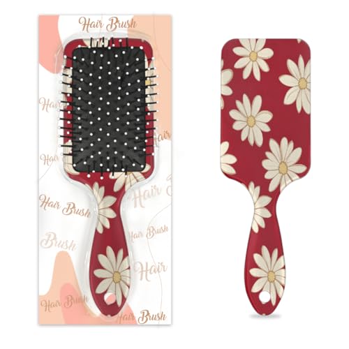 Mexpekil Daisy Floral Flower Entwirrungspaddel-Haarbürste, nasses, trockenes Haar, Massage-Luftkissen-Kamm für Mädchen, Damen, Herren von Mexpekil