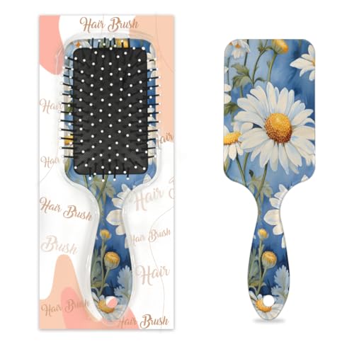 Mexpekil Daisy Florals Leaves Entwirrungspaddel-Haarbürste, nasses, trockenes Haar, Massage-Luftkissen-Kamm für Mädchen, Damen, Herren von Mexpekil