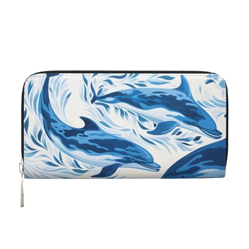 Mexpekil Damen-Geldbörse aus PU-Leder mit Münzfach, Reißverschluss, Delfin-Geldbörse für Damen, Schwarz , Einheitsgröße, Modern von Mexpekil