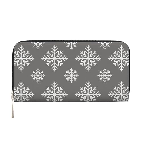 Mexpekil Damen-Geldbörse aus PU-Leder mit Münzfach, Reißverschluss, Handtasche, Grau, Weihnachten, Schneeflocken, Geldbörsen für Damen, Schwarz , Einheitsgröße, Modern von Mexpekil