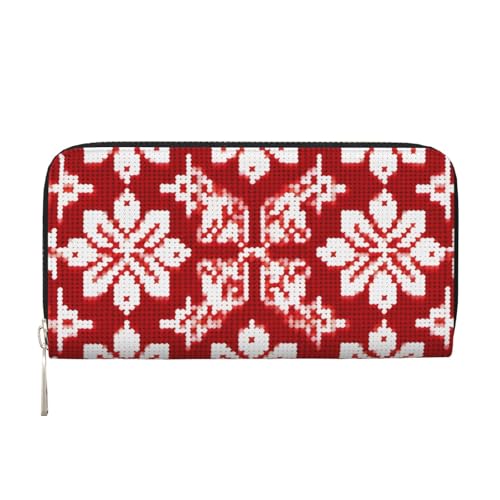 Mexpekil Damen-Geldbörse aus PU-Leder mit Münzfach, Reißverschluss, Handtasche, Pixel-Stil, Weihnachten, Schneeflocken, Geldbörsen für Frauen, Schwarz , Einheitsgröße, Modern von Mexpekil