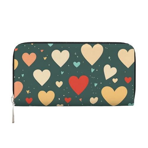 Mexpekil Damen-Geldbörse aus PU-Leder mit Münzfach, Reißverschluss, Handtasche, Weihnachten, Liebe, Herz, Geldbörsen für Frauen, Schwarz , Einheitsgröße, Modern von Mexpekil