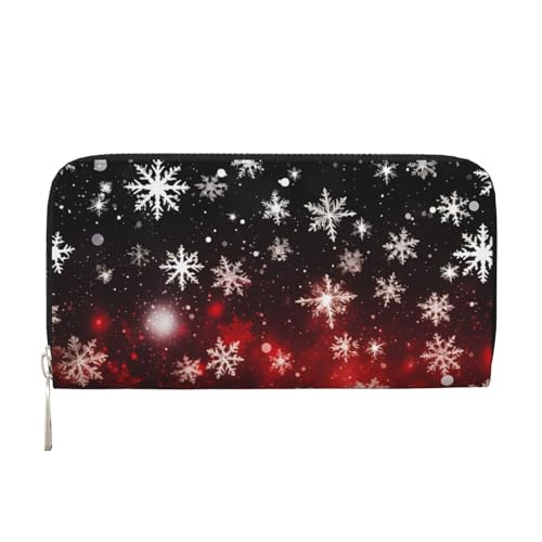 Mexpekil Damen-Geldbörse aus PU-Leder mit Münzfach, Reißverschluss, Handtasche, Weihnachten, Schneeflocke, Wintermuster, Geldbörsen für Damen, Schwarz , Einheitsgröße, Modern von Mexpekil