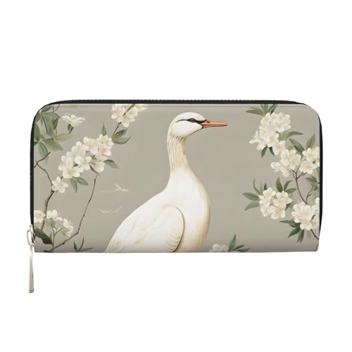 Mexpekil Damen-Geldbörse aus PU-Leder mit Münzfach, Reißverschluss, Handtaschenzweig, weiße Gänsegeldbörse für Frauen, Schwarz , Einheitsgröße, Modern von Mexpekil