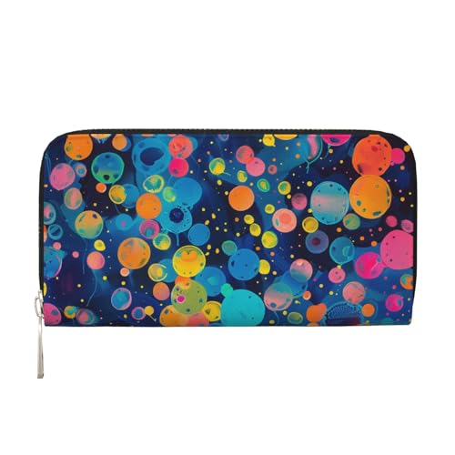 Mexpekil Damen-Geldbörse aus PU-Leder mit Münzfach, Reißverschluss, fluoreszierendes Aquarell-Geldbörsen für Damen, Schwarz , Einheitsgröße, Modern von Mexpekil