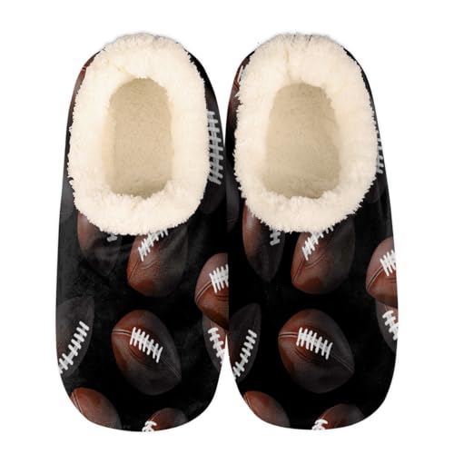 Mexpekil Damen Herren Hausschuhe mit Flauschigem Kragen Winter Warme Hausschuhe Anti-Rutsch Indoor Haus Schuhe Geschenke für Mama Papa (Mehrere Größen EU 37-46), Fußbälle, schwarz, 36/37 EU von Mexpekil