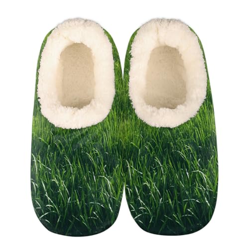 Mexpekil Damen Herren Hausschuhe mit Flauschigem Kragen Winter Warme Hausschuhe Anti-Rutsch Indoor Haus Schuhe Geschenke für Mama Papa (Mehrere Größen EU 37-46), Grün/Gras, 36/37 EU von Mexpekil