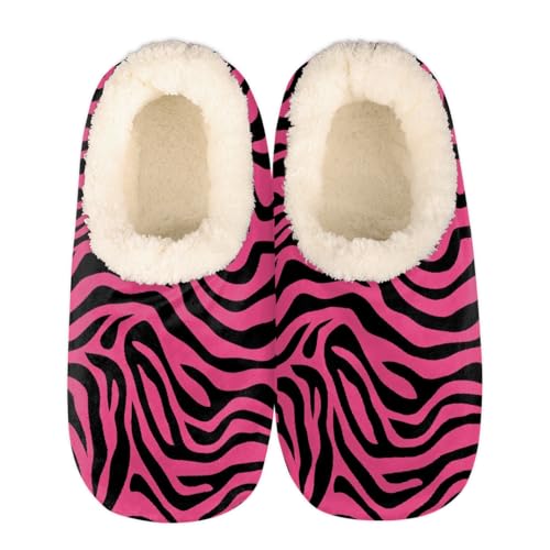 Mexpekil Damen Herren Hausschuhe mit Flauschigem Kragen Winter Warme Hausschuhe Anti-Rutsch Indoor Haus Schuhe Geschenke für Mama Papa (Mehrere Größen EU 37-46), Zebramuster, 36/37 EU von Mexpekil