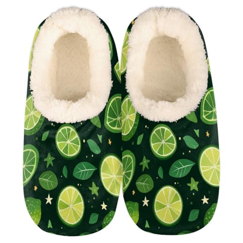 Mexpekil Damen Herren Hausschuhe mit Flauschigem Kragen Winter Warme Hausschuhe Anti-Rutsch Indoor Haus Schuhe Geschenke für Mama Papa (Mehrere Größen EU 37-46), zitrone, 38/39 EU von Mexpekil