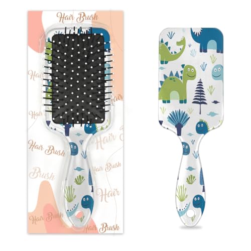 Mexpekil Dinosaurier-Dino-Bürste, zum Entwirren, für nasse und trockene Haare, Massage-Luftkissen-Kamm für Mädchen, Damen, Herren, Blaugrün von Mexpekil