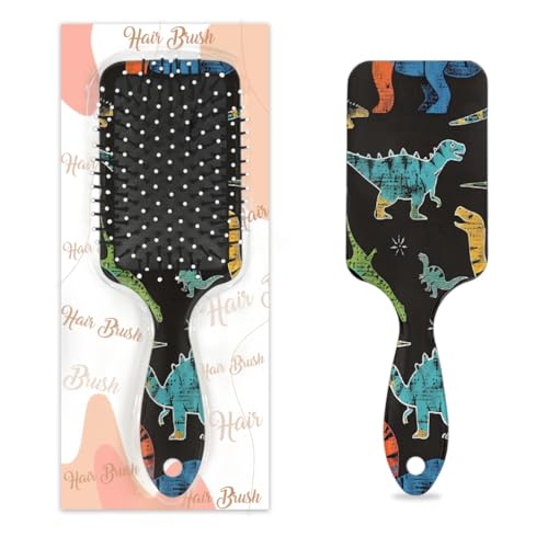 Mexpekil Dinosaurier-Haarbürste, Retro-Tiere, zum Entwirren, für nasse und trockene Haare, Massage-Luftkissen-Kamm für Mädchen, Damen, Herren von Mexpekil