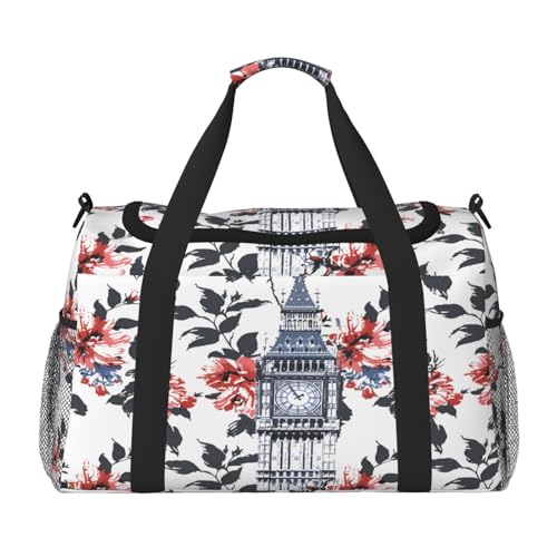 Mexpekil Duffle Bag London Big Ben Reisetasche für Herren und Damen, Sport, Wochenende, Übernachtung, Fitnessstudio, Handgepäcktasche, mehrfarbig, 19.7x10.2x13 in, Reisetasche von Mexpekil