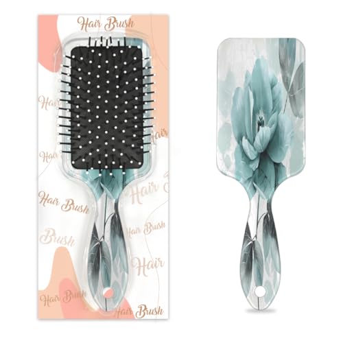 Mexpekil Elegante Teal Flower Leaves Entwirrende Paddelhaarbürste Nass Trocken Haar Bürsten Massage Luftkissen Kamm für IDs Mädchen Damen Herren von Mexpekil