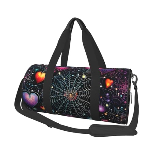 Mexpekil Faltbare Sporttasche, Handgepäck, Reisetasche, wasserdicht, für Damen und Herren, großes Wochenende, Übernachtungstasche, Galaxy Neon Heart, Einheitsgröße von Mexpekil
