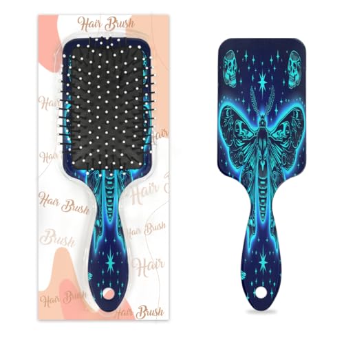 Mexpekil Fantasy Gothic Totenkopf Schmetterling Entwirrung Paddel Haarbürste Nass Trocken Haar Bürsten Massage Luftkissen Kamm für IDs Mädchen Damen Herren von Mexpekil