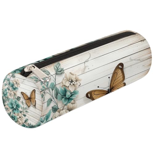 Mexpekil Federmäppchen aus Holz, Vintage-Stil, Blume, Schmetterling, Schulbedarf, Tasche für Mädchen, Jungen, Teenager, Frauen, Make-up-Pinseltasche Mexpekil Federmäppchen aus Holz, Vintage-Stil, Blume, Schmetterling, Schulbedarf, Tasche für Mädchen, Jungen, Teenager, Frauen, Make-up-Pinseltasche von Mexpekil