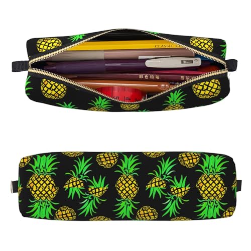 Mexpekil Federmäppchen aus Leder für Mädchen und Jungen, kleine Stift-Organizer-Tasche, Reißverschluss, schmal, Mehrzweck-Tasche für Schulbedarf, Kinder und Erwachsene, Ananas-Muster, Einheitsgröße von Mexpekil