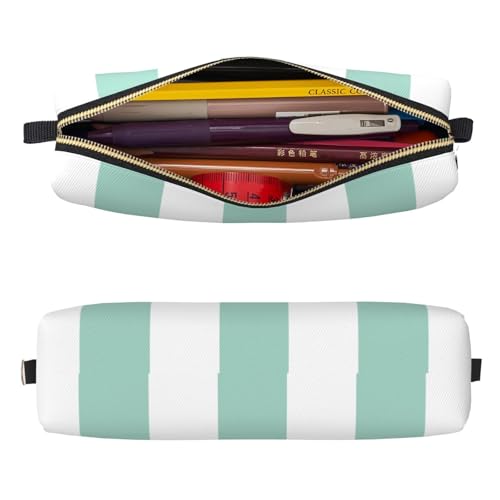 Mexpekil Federmäppchen aus Leder für Mädchen und Jungen, kleine Stift-Organizer-Tasche, Reißverschluss, schmal, Mehrzweck-Tasche für Schulbedarf, Kinder und Erwachsene, Aqua-Weiß gestreift Mexpekil Federmäppchen aus Leder für Mädchen und Jungen, kleine Stift-Organizer-Tasche, Reißverschluss, schmal, Mehrzweck-Tasche für Schulbedarf, Kinder und Erwachsene, Aqua-Weiß gestreift von Mexpekil