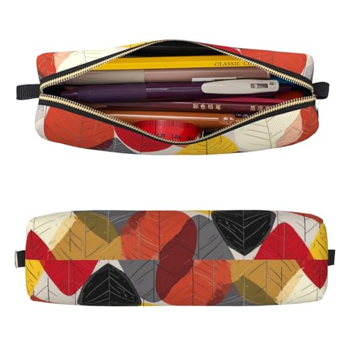 Mexpekil Federmäppchen aus Leder für Mädchen und Jungen, kleine Stift-Organizer-Tasche, Reißverschluss, schmal, Mehrzweck-Tasche für Schulbedarf, Kinder und Erwachsene, Blätter, Rot, Gelb, Grau Mexpekil Federmäppchen aus Leder für Mädchen und Jungen, kleine Stift-Organizer-Tasche, Reißverschluss, schmal, Mehrzweck-Tasche für Schulbedarf, Kinder und Erwachsene, Blätter, Rot, Gelb, Grau von Mexpekil