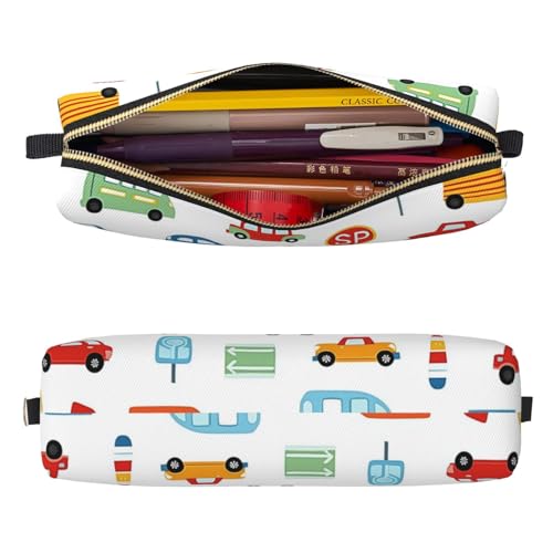 Mexpekil Federmäppchen aus Leder für Mädchen und Jungen, kleine Stift-Organizer-Tasche, Reißverschluss, schmal, Mehrzweck-Tasche für Schulbedarf, Kinder und Erwachsene, Bunte Autos, LKWs, Straßen Mexpekil Federmäppchen aus Leder für Mädchen und Jungen, kleine Stift-Organizer-Tasche, Reißverschluss, schmal, Mehrzweck-Tasche für Schulbedarf, Kinder und Erwachsene, Bunte Autos, LKWs, Straßen von Mexpekil
