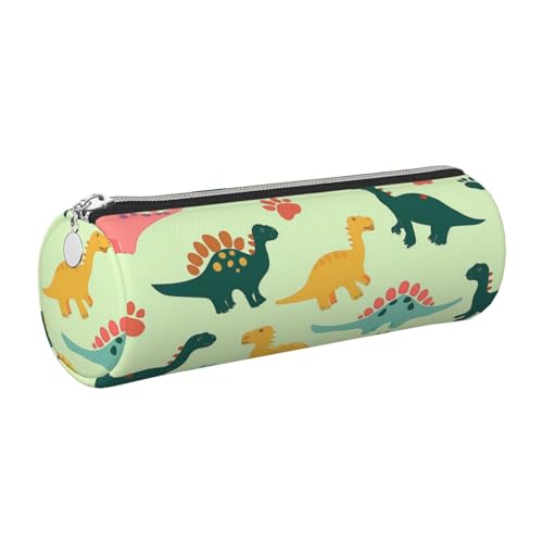 Mexpekil Federmäppchen aus Leder für Mädchen und Jungen, kleine Stift-Organizer-Tasche, Reißverschluss, schmal, Mehrzweck-Tasche für Schulbedarf, Kinder und Erwachsene, Bunte Dinosaurier-Fußabdrücke von Mexpekil