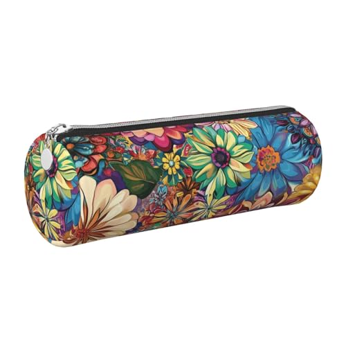Mexpekil Federmäppchen aus Leder für Mädchen und Jungen, kleine Stift-Organizer-Tasche, Reißverschluss, schmal, Mehrzweck-Tasche für Schulbedarf, Kinder und Erwachsene, Buntes Mandala-Blumenmuster von Mexpekil